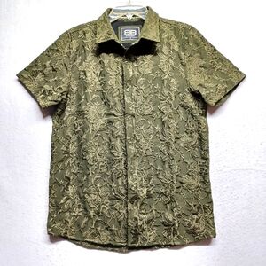 Benjamin Black Embroidered Shirt Short Sleeve Color Green Sz M